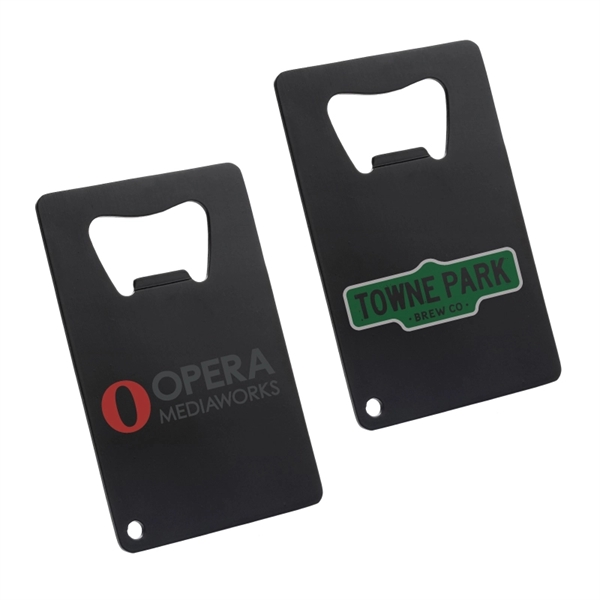 Credit card shaped bottle opener made of stainless steel with a... from ASI 57655 STOPNGO Line