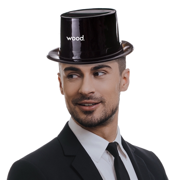 Black plastic top hat with a one-color imprint.... from ASI 42016 Brighter Promotions Inc