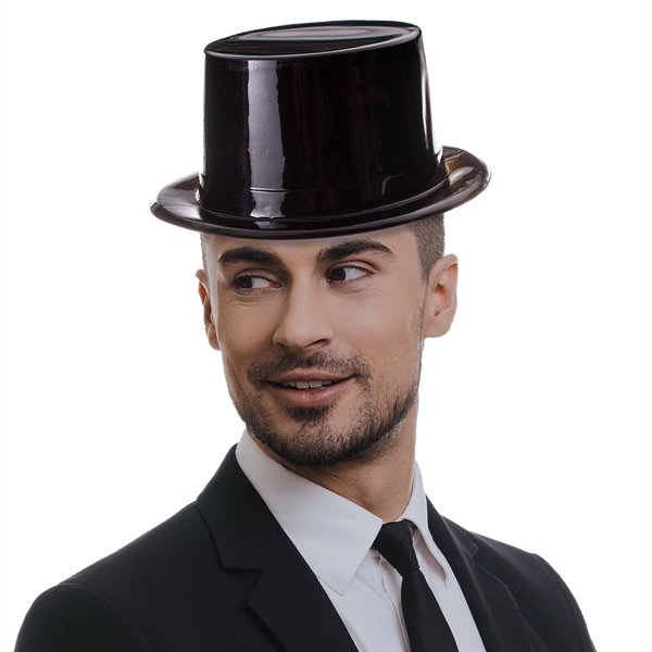 Black plastic top hat with a one-color imprint.... from ASI 42016 Brighter Promotions Inc