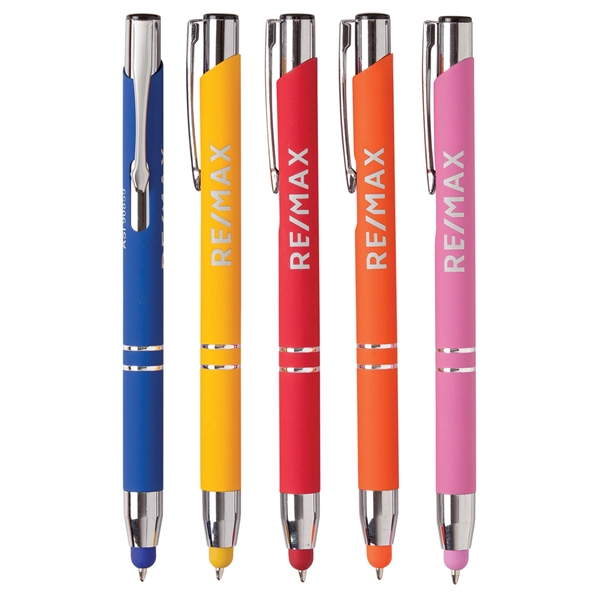 Metal Fiesta Stylus pen featuring  a soft touch rubber coating,... from ASI 90859 Tempo Industries Inc / Tempoline