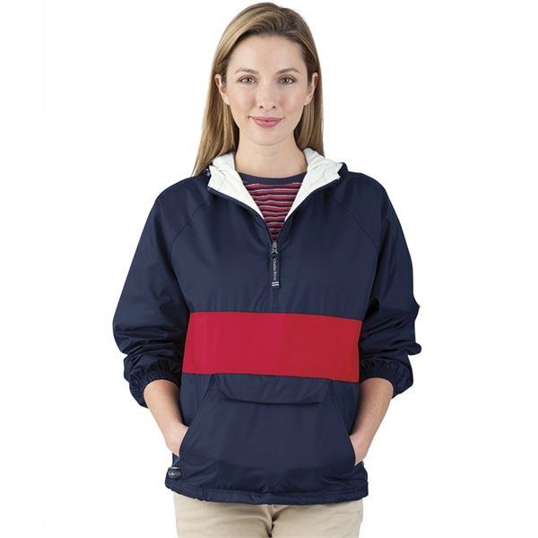 Wind and water-resistant River Tec nylon pullover with 100% cotton flannel... from ASI 44620 Charles River Apparel