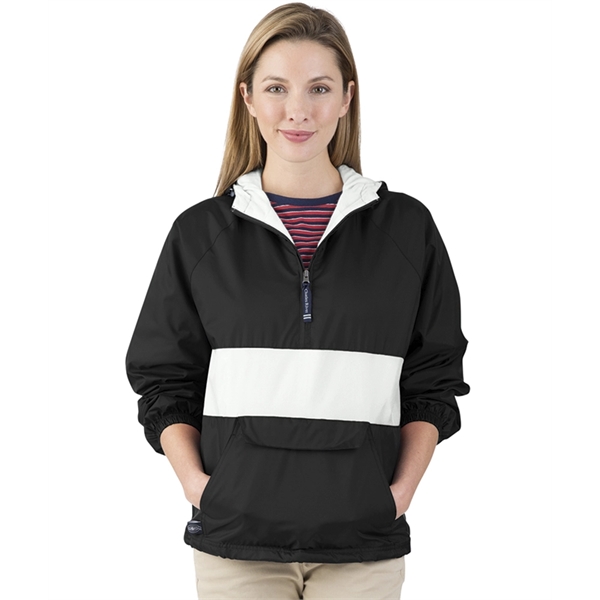 Wind and water-resistant River Tec nylon pullover with 100% cotton flannel... from ASI 44620 Charles River Apparel