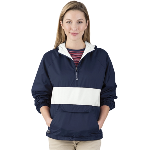 Wind and water-resistant River Tec nylon pullover with 100% cotton flannel... from ASI 44620 Charles River Apparel