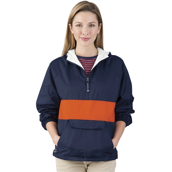 Wind and water-resistant River Tec nylon pullover with 100% cotton flannel... from ASI 44620 Charles River Apparel