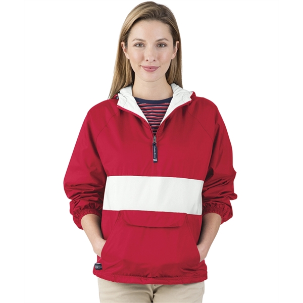 Wind and water-resistant River Tec nylon pullover with 100% cotton flannel... from ASI 44620 Charles River Apparel