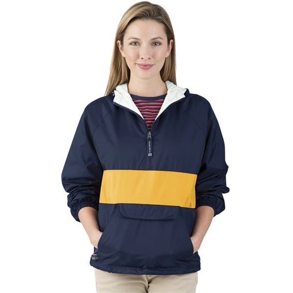 Wind and water-resistant River Tec nylon pullover with 100% cotton flannel... from ASI 44620 Charles River Apparel