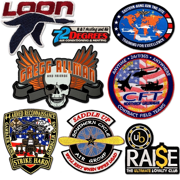 Embroidered patches in assorted shapes and sizes in up to seven... from ASI 52263 EMT / EMT EMT EASY