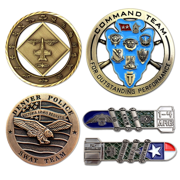 Custom die cast metal challenge coins in assorted sizes and finishes... from ASI 52263 EMT / EMT