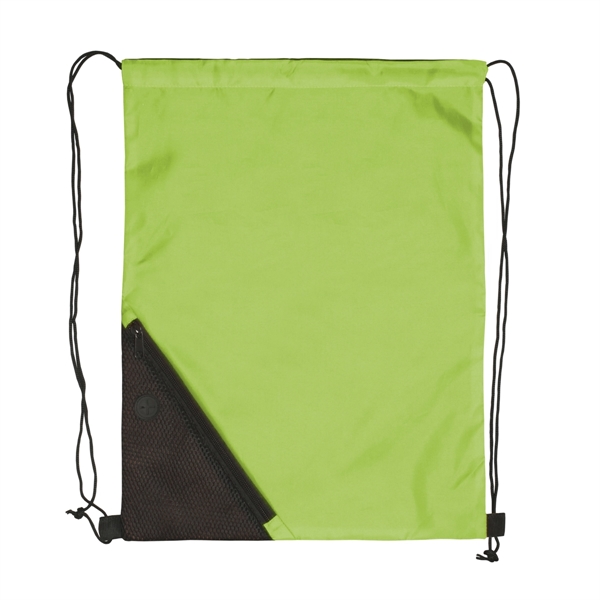 Two color polyester drawstring backpack with pocket.... from ASI 93520 Ventura Inc
