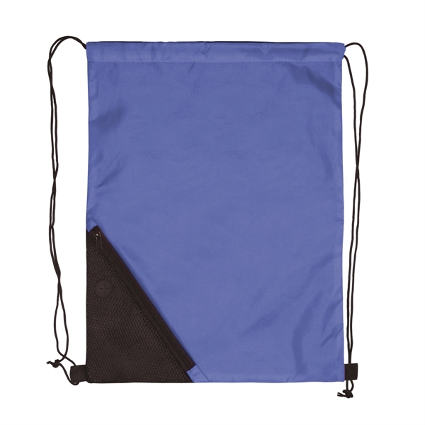 Two color polyester drawstring backpack with pocket.... from ASI 93520 Ventura Inc