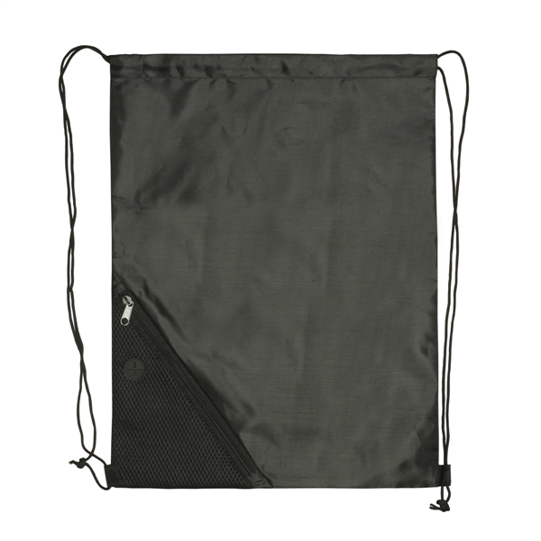 Two color polyester drawstring backpack with pocket.... from ASI 93520 Ventura Inc