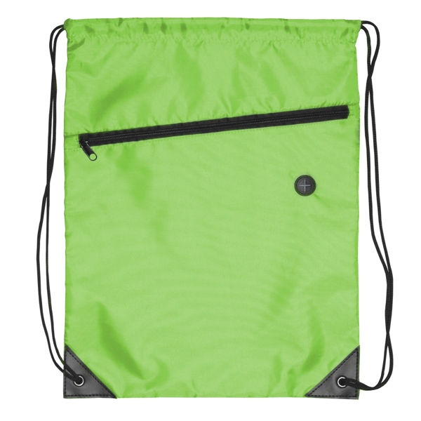 Polyester drawstring backpack with zipper.... from ASI 93520 Ventura Inc