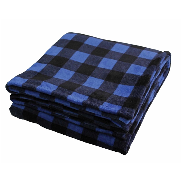 Single layer polyester blanket with check or plaid Velura design, measuring... from ASI 73520 Neet Feet / Kanata Blanket