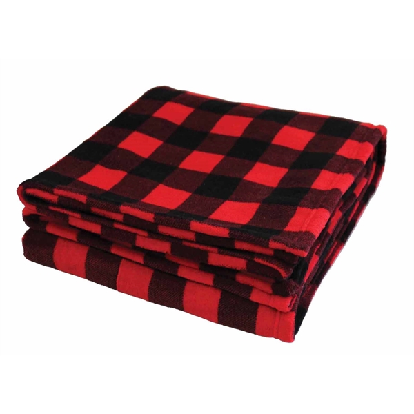 Single layer polyester blanket with check or plaid Velura design, measuring... from ASI 73520 Neet Feet / Kanata Blanket