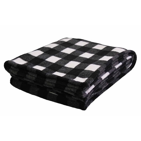 Single layer polyester blanket with check or plaid Velura design, measuring... from ASI 73520 Neet Feet / Kanata Blanket