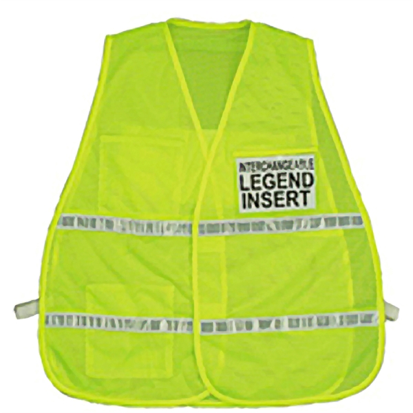 Lime/yl incident command vest, clear card holders, 1" stripes, (regular and... from ASI 79951 Promosafe / Promosafe