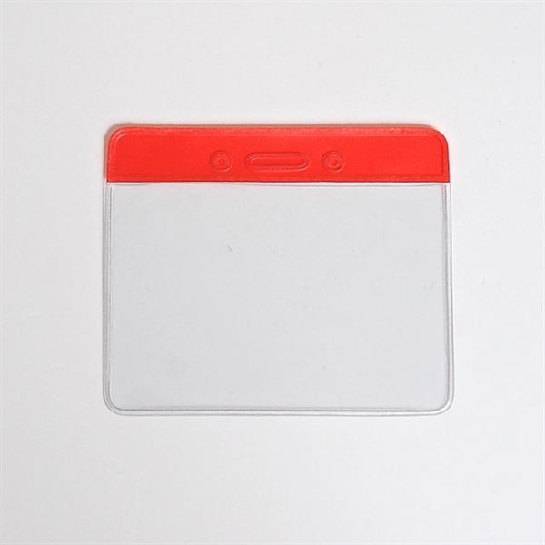 Clear vinyl badge holder horizontal side load with slot and chain... from ASI 47204 CredentialExpress / CredentialExpress