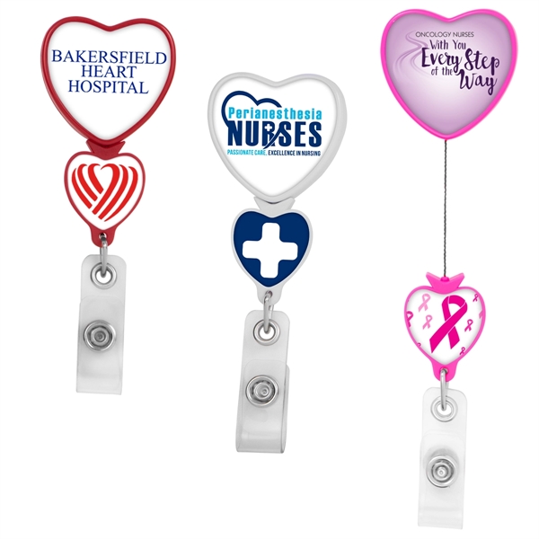 DOUBLE UP HEART BADGE REEL 2 decorating areas and bull dog... from ASI 49470 DEVARA