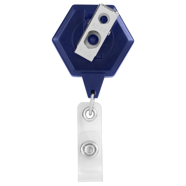 Retractable JUMBO Hexagon badge with swivel bull dog clip.... from ASI 49470 DEVARA