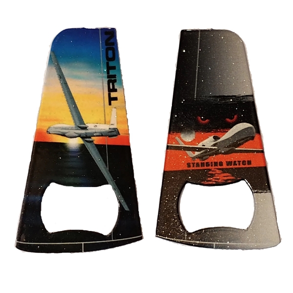Double-sided, powder coated bottle opener with metallic glitter finish.... from ASI 76797 Pelican Graphics / Pelican Lures