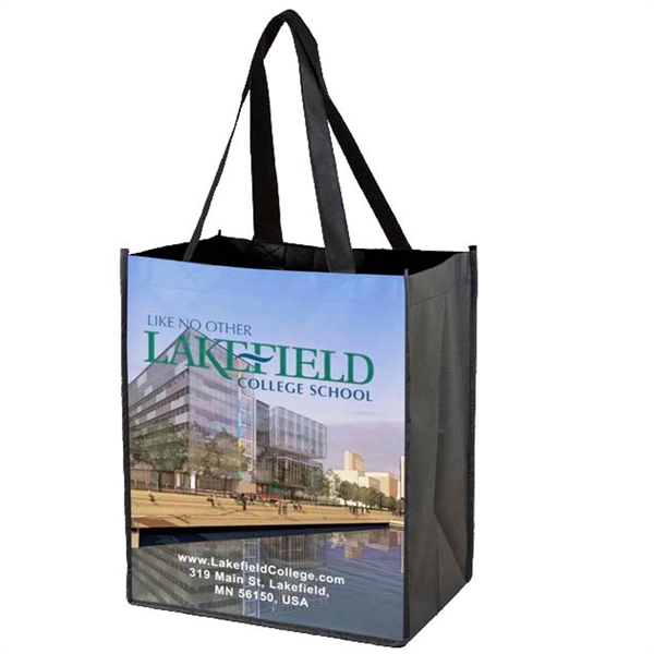 100GSM PET non-woven grocery shopping tote bag with full-color, full-bleed, edge... from ASI 62660 Innovation Line