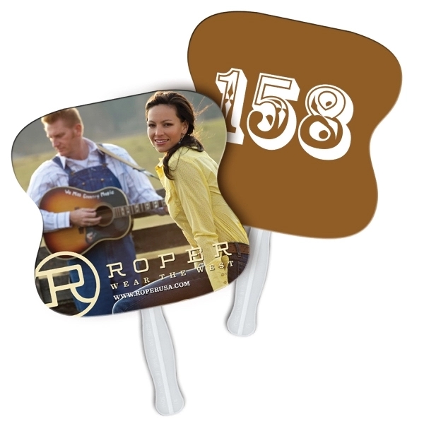 Hourglass shape auction fan with hidden wooden stick.... from ASI 67620 Lion Circle Corp / Lion/Circle