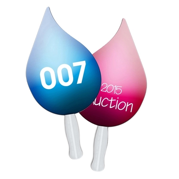 Tear drop shape auction fan with hidden wooden stick.... from ASI 67620 Lion Circle Corp / Lion/Circle