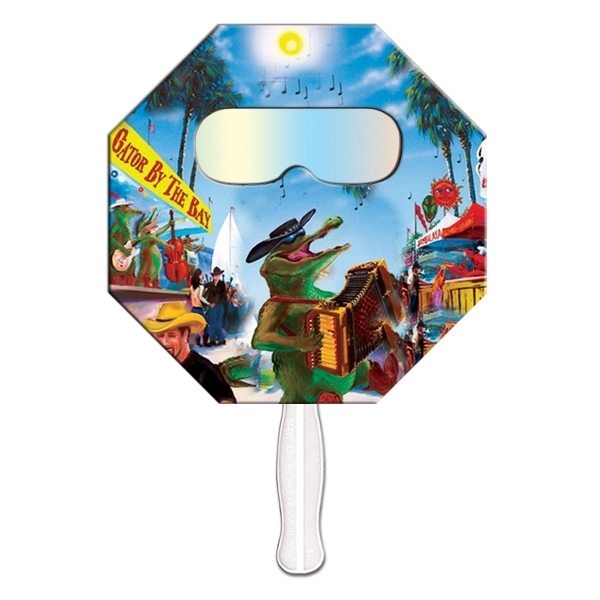 Stop sign shape hand held fan with see through fireworks film.... from ASI 67620 Lion Circle Corp / Lion/Circle