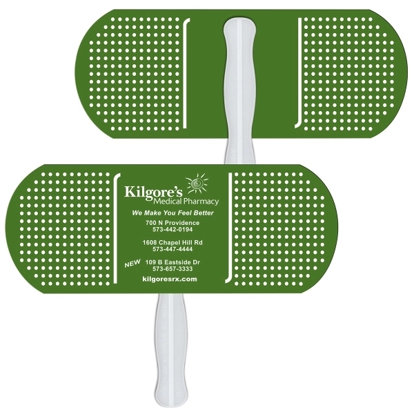 Band aid/pill shape digital econo fan with wooden stick.... from ASI 67620 Lion Circle Corp / Lion/Circle
