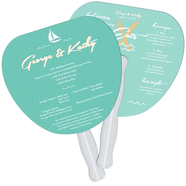 Palm leaf shaped digital economy fans with double sided film lamination.... from ASI 67620 Lion Circle Corp / Lion/Circle