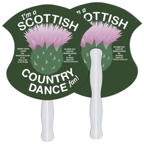Badge shaped digital economy fans with double sided film lamination.... from ASI 67620 Lion Circle Corp / Lion/Circle