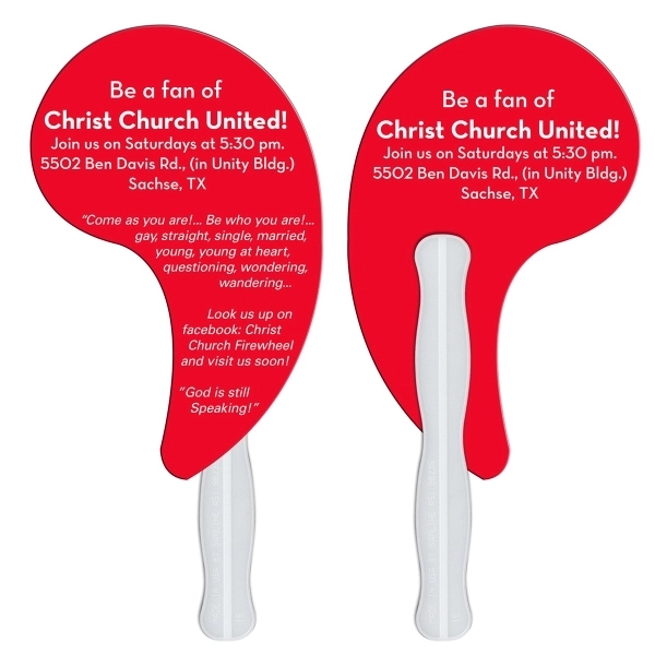 Comma shaped digital economy fans with double sided film lamination.... from ASI 67620 Lion Circle Corp / Lion/Circle