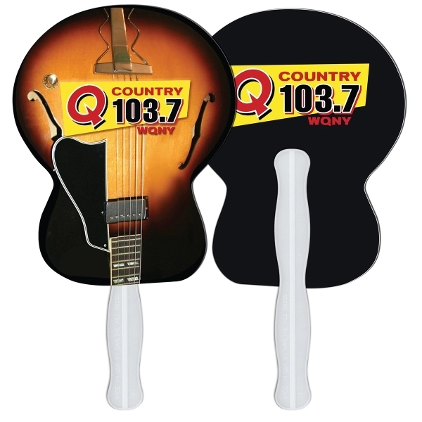 Guitar shaped digital economy fans with double sided film lamination.... from ASI 67620 Lion Circle Corp / Lion/Circle