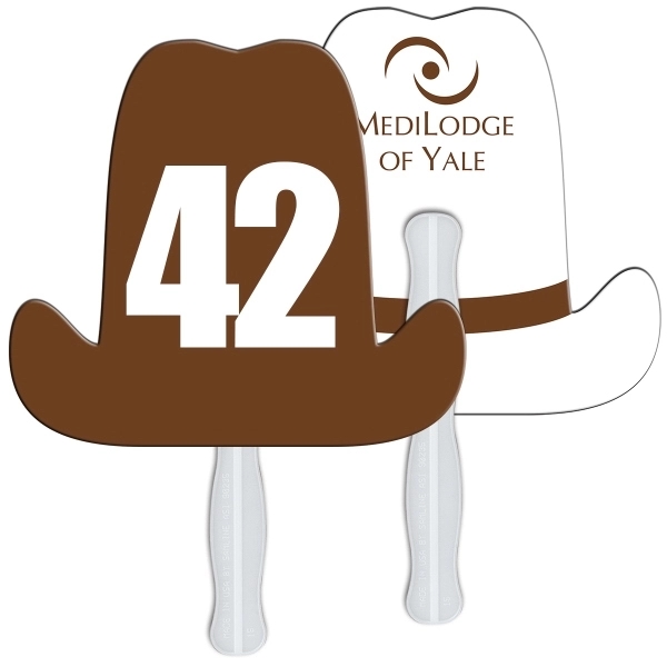 Digital printed 10 Gallon hat shape auction fan with visible wooden... from ASI 67620 Lion Circle Corp / Lion/Circle