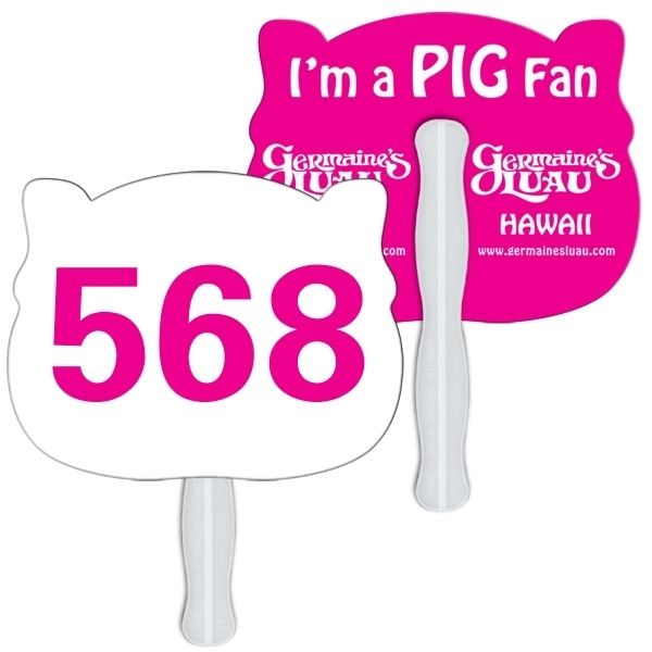 Digital printed animal head shape auction fan with visible wooden stick.... from ASI 67620 Lion Circle Corp / Lion/Circle