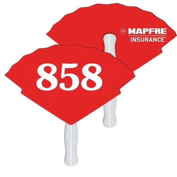 Digital printed Oriental shape auction fan with visible wooden stick.... from ASI 67620 Lion Circle Corp / Lion/Circle