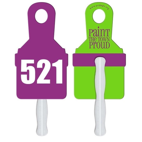 Digital printed paint brush shape auction fan with visible wooden stick.... from ASI 67620 Lion Circle Corp / Lion/Circle