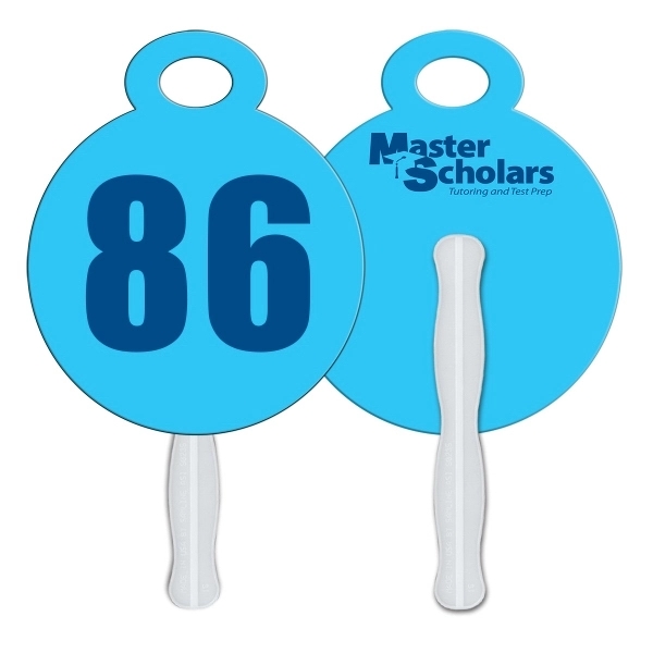 Digital printed stopwatch shape auction fan with visible wooden stick.... from ASI 67620 Lion Circle Corp / Lion/Circle