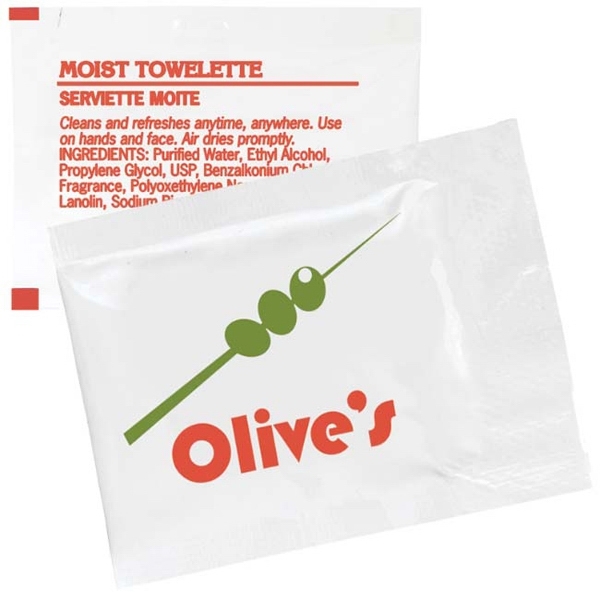 Custom Printed moist towelette packet with low cost factory direct wholesale... from ASI 89241 Star Promo, Inc.