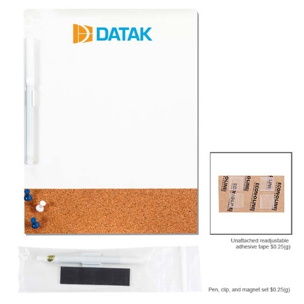 Dry erase cork combination board, includes pen, clip magnet and push... from ASI 40480 Koozie Group / Norwood