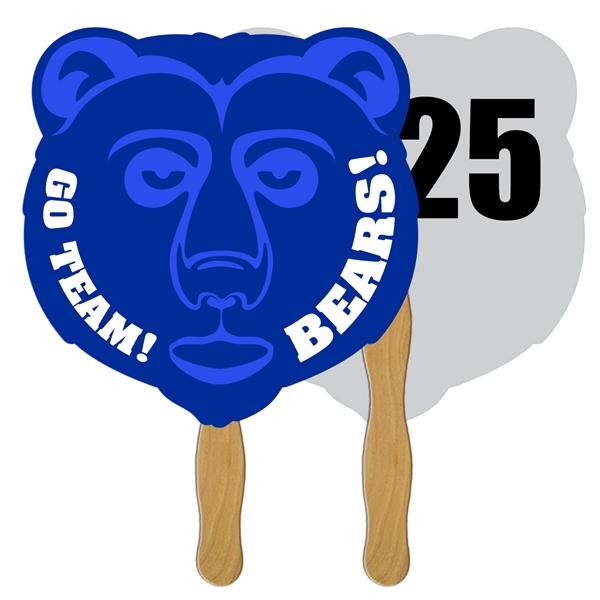 Digital printed grizzly bear shape auction fan with visible wooden stick.... from ASI 67620 Lion Circle Corp / Lion/Circle