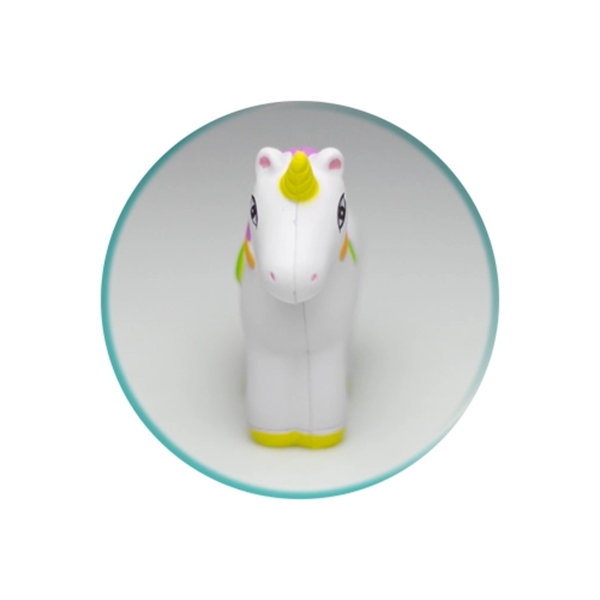 Unicorn shaped stress reliever made of foam polyurethane.... from ASI 39552 BEL Promo