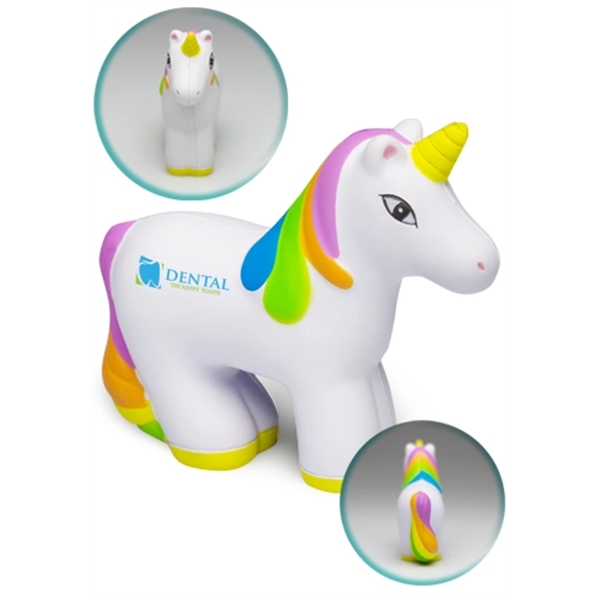 Unicorn shaped stress reliever made of foam polyurethane.... from ASI 39552 BEL Promo