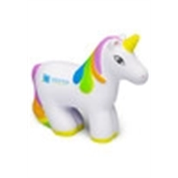 Unicorn shaped stress reliever made of foam polyurethane.... from ASI 39552 BEL Promo