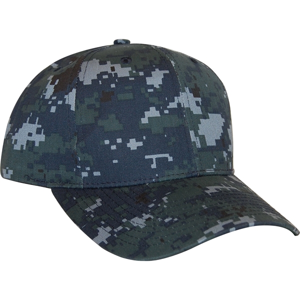 Navy Digital Camo 6 Panel Structured Cap with hook and loop... from ASI 43456 CF Headwear