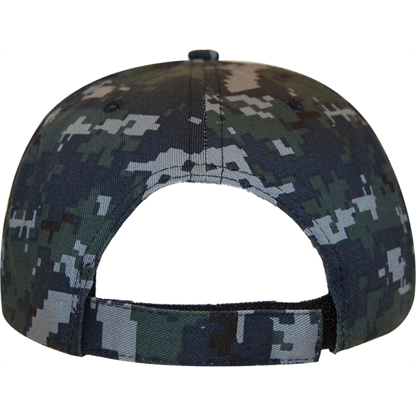 Navy Digital Camo 6 Panel Structured Cap with hook and loop... from ASI 43456 CF Headwear