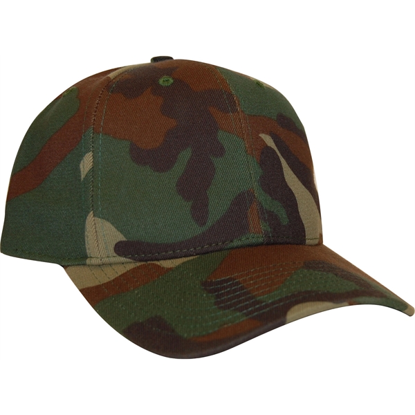Woodland Camo 6 Panel Structured Cap with hook and loop closure.... from ASI 43456 CF Headwear