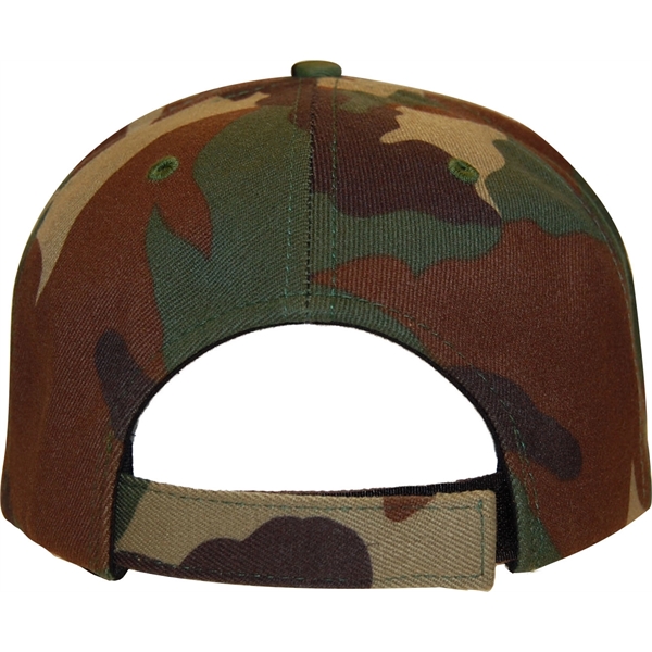 Woodland Camo 6 Panel Structured Cap with hook and loop closure.... from ASI 43456 CF Headwear
