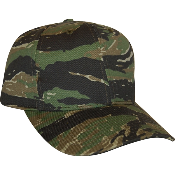 Tiger Green Camo 6 Panel Structured Cap with hook and loop... from ASI 43456 CF Headwear