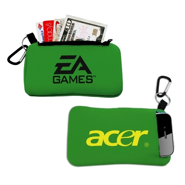 Smartphone holder made of neoprene with a carabiner and a zippered... from ASI 44900 NC Custom (CI/Lanco)